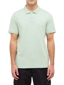 Polo en coton vert clair uni à coupe regular fit avec le logo brodé ton sur ton