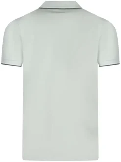 Polo en coton vert d'eau uni avec un col boutonné et une coupe droite