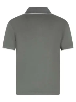 Polo en coton vert uni avec une coupe droite et un col à revers