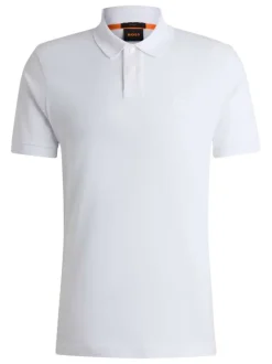 Polo en maille piquée blanc à coupe ajustée et à manches courtes avec logo