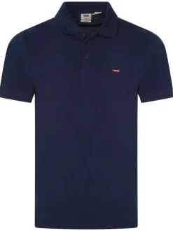 Polo en maille piquée de coton bleu marine à col boutonné et Batwing poitrine