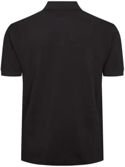 Polo en maille piquée de coton noir avec une coupe droite et un col boutonné