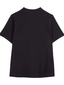 Polo en maille piquée de coton noir uni à col boutonné et Batwing poitrine