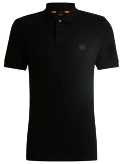Polo en maille piquée noir à coupe ajustée et à manches courtes avec logo