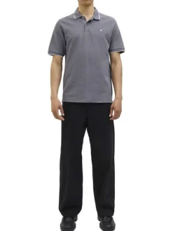 Polo gris Austin en maille piquée à coupe droite avec des manches courtes