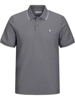 Polo gris Austin en maille piquée à coupe droite avec des manches courtes
