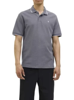 Polo gris Austin en maille piquée à coupe droite avec des manches courtes