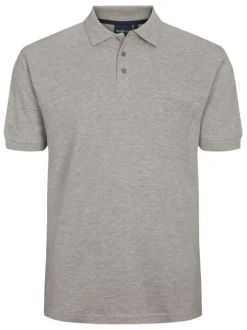 Polo gris chiné en coton avec une coupe droite et un col boutonné