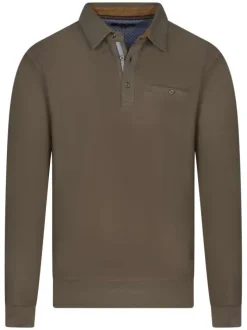 Polo kaki en coton avec une coupe regular fit et un col boutonné