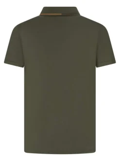 Polo kaki uni à coupe regular fit et à col à revers zippé avec le petit logo