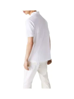 Polo L1212 en coton blanc uni coupe droite avec un col boutonné