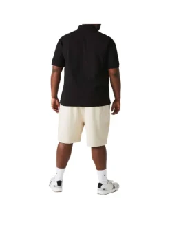 Polo L1212 en coton noir uni coupe droite avec un col boutonné de 2 boutons