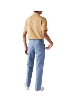 Polo L1212 en piqué de coton beige avec logo brodé coupe droite et col boutonné