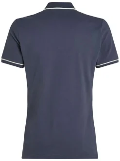 Polo à manches courtes en coton bleu marine uni à coupe ajustée