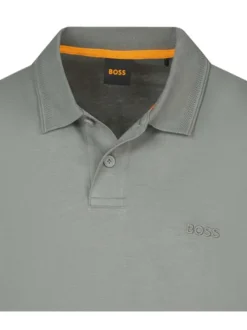 Polo manches longues en coton gris uni avec une coupe droite et le logo brodé