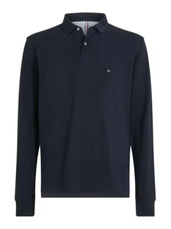 Polo à manches longues marine en coton biologique