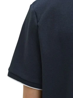 Polo marine Austin en maille piquée à coupe droite avec des manches courtes