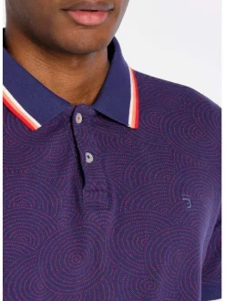 Polo marine pour homme avec motifs circulaires en coton coupe droite MPL