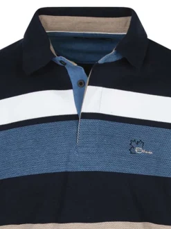 Polo marine rayé coupe ajustée col polo et à manches longues