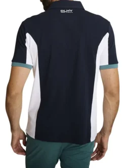Polo marine uni avec une coupe ajustée ainsi qu'un col boutonné