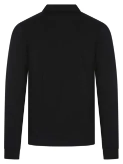 Polo marine uni à coupe droite avec un col zippé et des manches longues