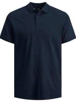 Polo marine uni en coton biologique à manches courtes