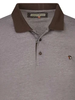Polo marron chiné avec une coupe regular fit et le logo brodé en petit