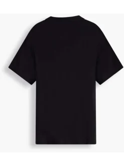 Polo noir en coton uni avec logo brodé sur la poitrine et à coupe droite et col boutonné