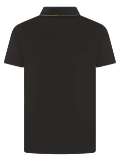 Polo noir uni à coupe regular fit et à col à revers zippé avec le logo