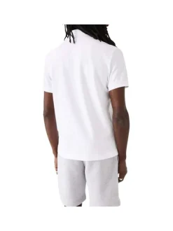 Polo Paris en coton blanc uni coupe droite col boutonné et logo brodé poitrine