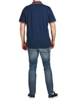 Polo Paulos en coton maille piquée marine à coupe droite et col boutonné