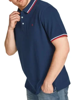 Polo Paulos en coton maille piquée marine à coupe droite et col boutonné