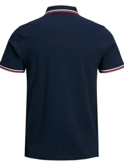 Polo Paulos marine en coton uni à manches courtes et col boutonné