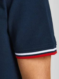 Polo Paulos marine en coton uni à manches courtes et col boutonné