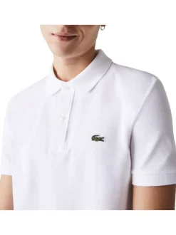 Polo Ph4012 en coton blanc uni coupe droite avec un col boutonné