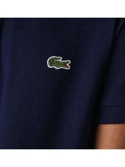 Polo Ph4012 en coton marine uni coupe droite avec un col boutonné et logo brodé