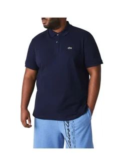 Polo Ph4012 en coton marine uni coupe droite avec un col boutonné et logo brodé