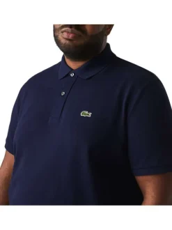 Polo Ph4012 en coton marine uni coupe droite avec un col boutonné et logo brodé