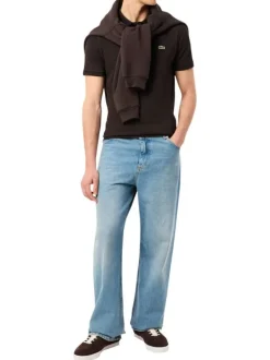 Polo Ph4012 en coton marron foncé uni à coupe slim avec le petit logo brodé