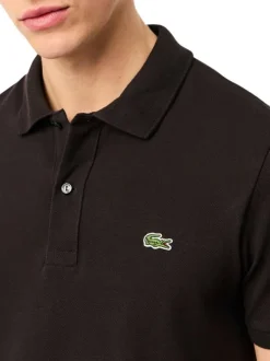 Polo Ph4012 en coton marron foncé uni à coupe slim avec le petit logo brodé