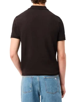 Polo Ph4012 en coton marron foncé uni à coupe slim avec le petit logo brodé