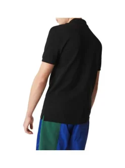 Polo Ph4012 en coton noir uni avec une coupe droite et un col boutonné