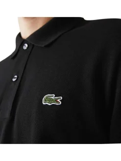 Polo Ph4012 en coton noir uni avec une coupe droite et un col boutonné