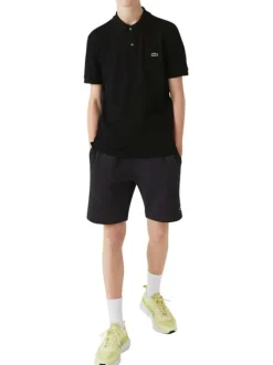 Polo Ph4012 en coton noir uni avec une coupe droite et un col boutonné