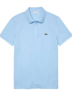 Polo Ph4012 en piqué de coton bleu ciel avec logo brodé coupe droite et col boutonné
