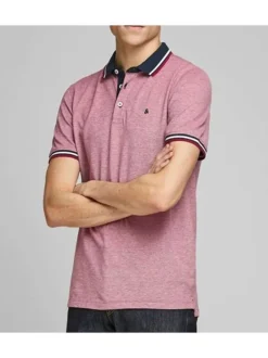 Polo pour homme rose en coton avec une coupe droite et logo brodé sur la poitrine