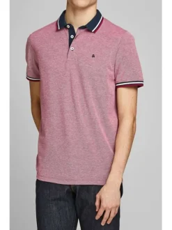 Polo pour homme rose en coton avec une coupe droite et logo brodé sur la poitrine