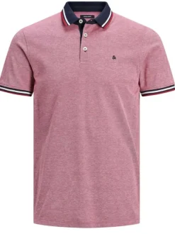 Polo pour homme rose en coton avec une coupe droite et logo brodé sur la poitrine