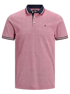 Polo pour homme rose en coton avec une coupe droite et logo brodé sur la poitrine