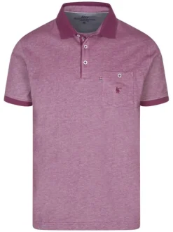 Polo rose en coton maille piquée coupe droite col boutonné